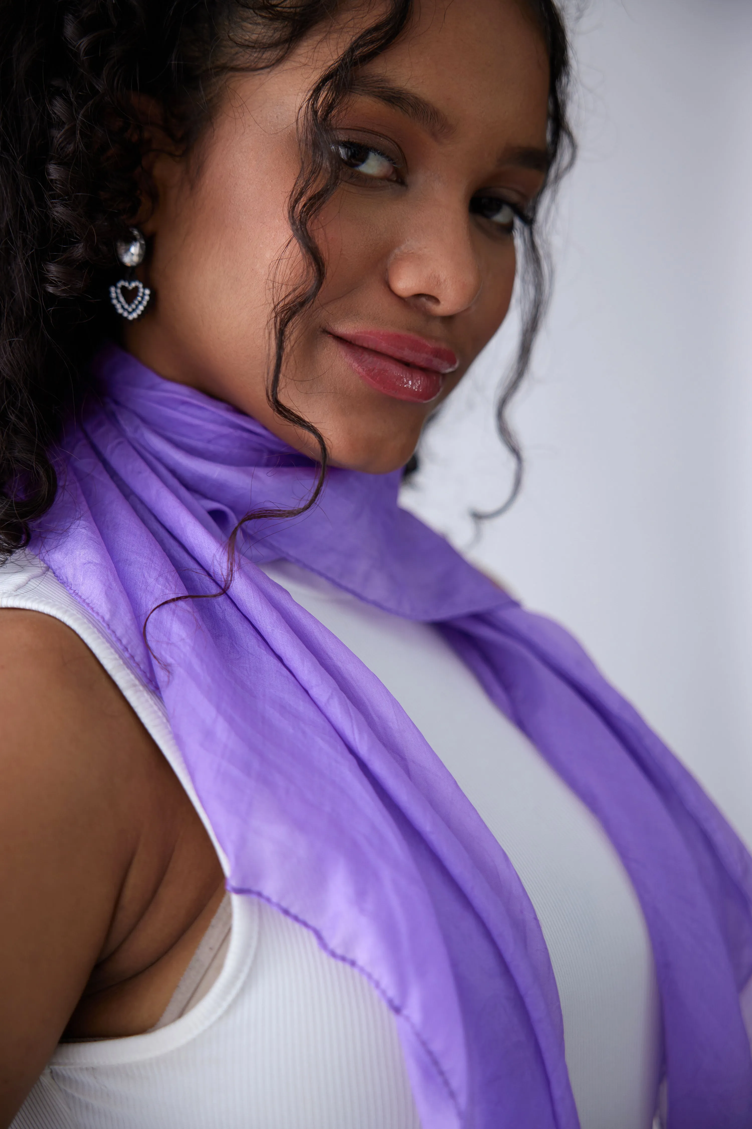 100% Silk Scarf - Purple