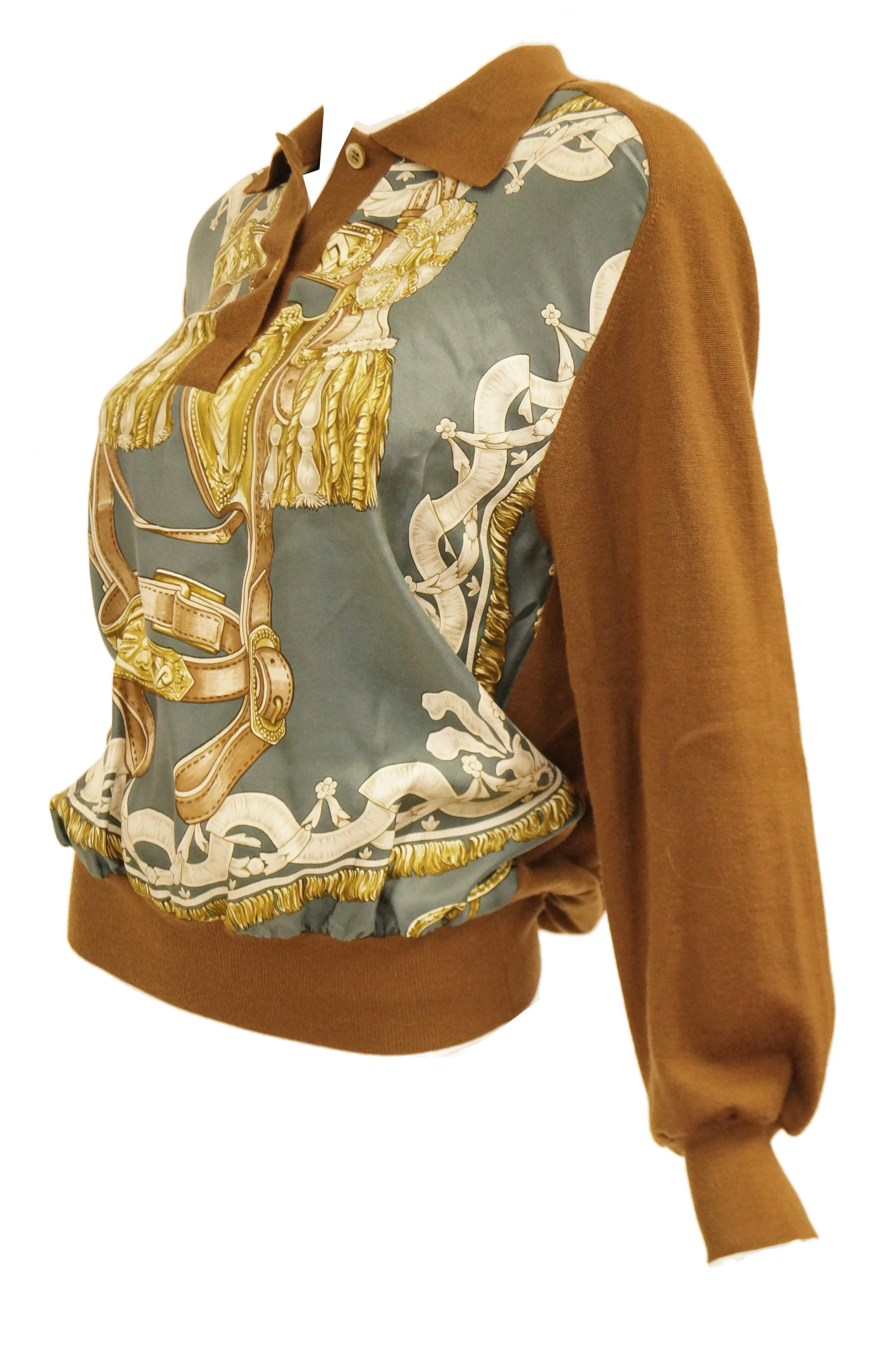 1987 Hermes “Bride De Cour” Tassel Silk Scarf and Cashmere Sweater