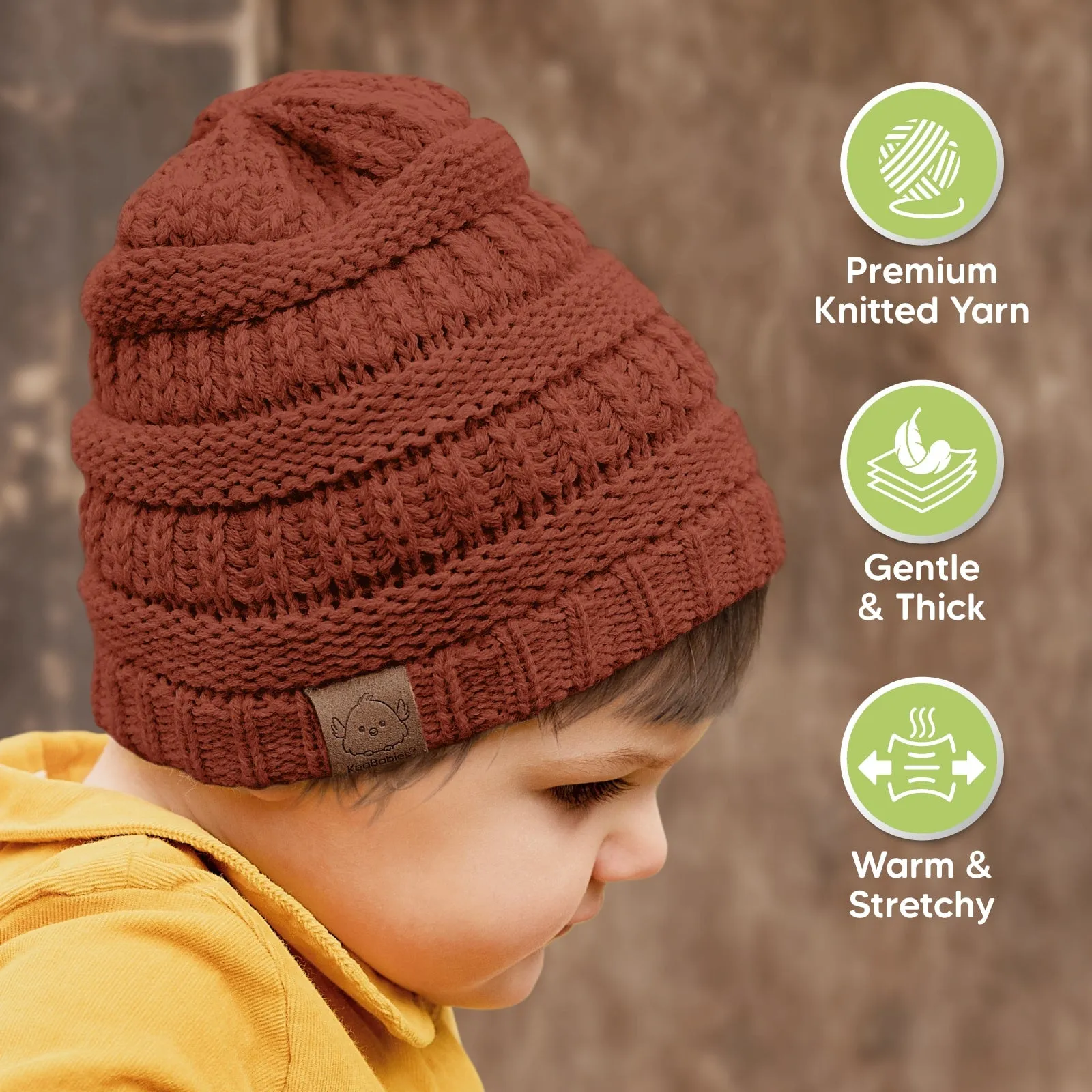 3-Pack Warmzy Baby Beanies (Terracotta, M)