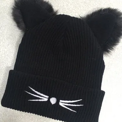 3D Cat ears knitted beanie hat