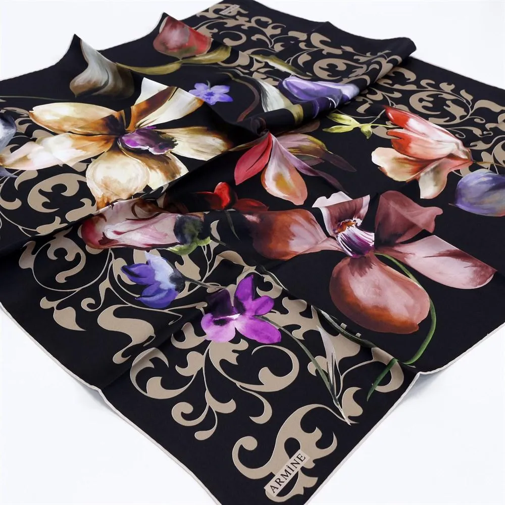 Armine Orchid Floral Silk Hair Wrap No. 38