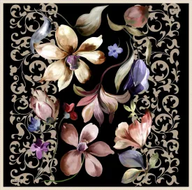 Armine Orchid Floral Silk Hair Wrap No. 38