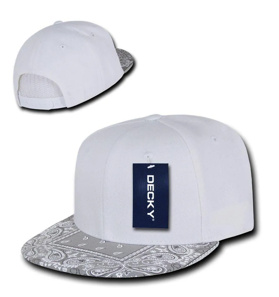 Decky Trendy Paisley Bandana Snapback Two Tone 6 Panel Flat Bill Hats Caps