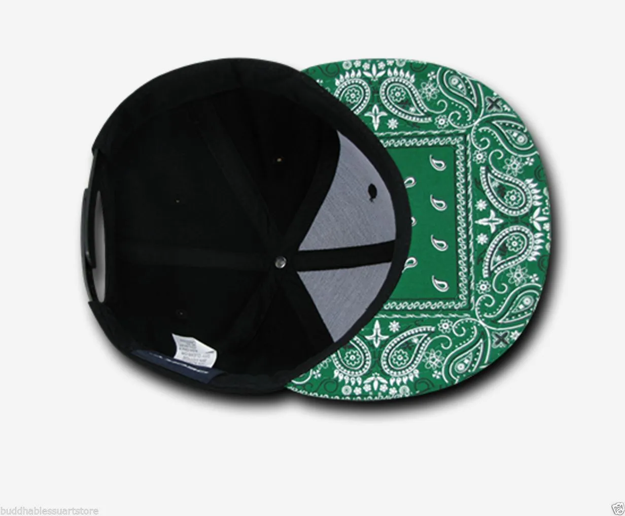 Decky Trendy Paisley Bandana Snapback Two Tone 6 Panel Flat Bill Hats Caps