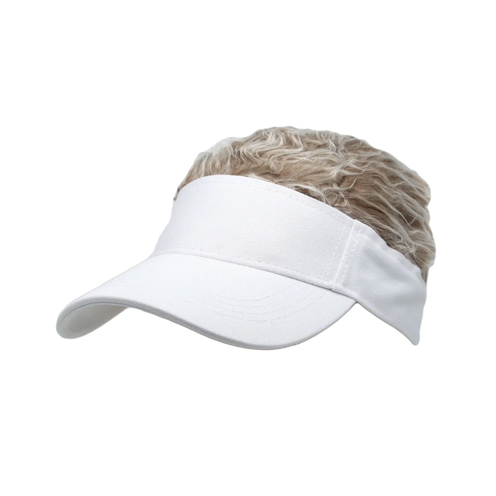 Flare Hair Sun Visor Cap with Fake Hair Wig Novelty KR1588