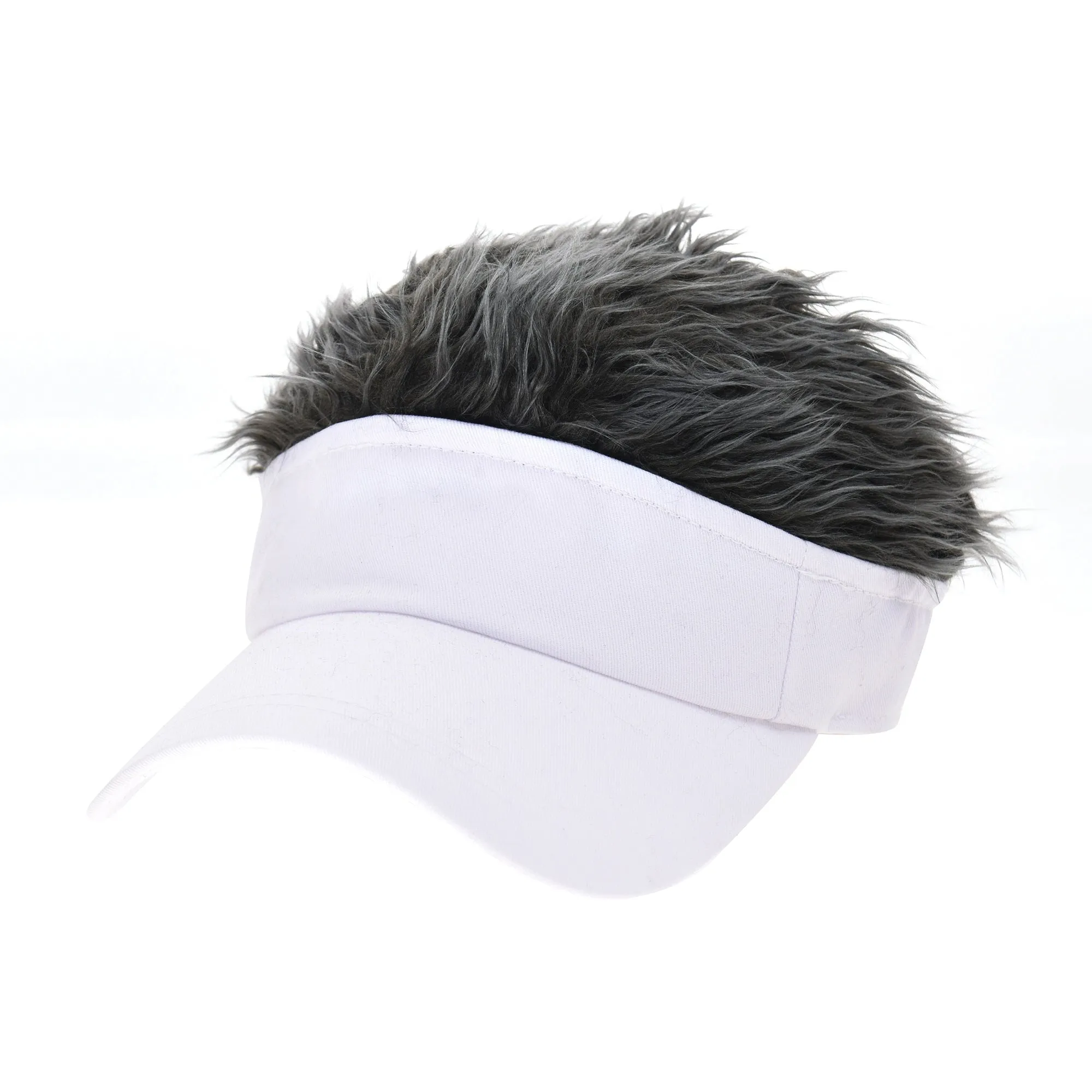 Flare Hair Sun Visor Cap with Fake Hair Wig Novelty KR1588