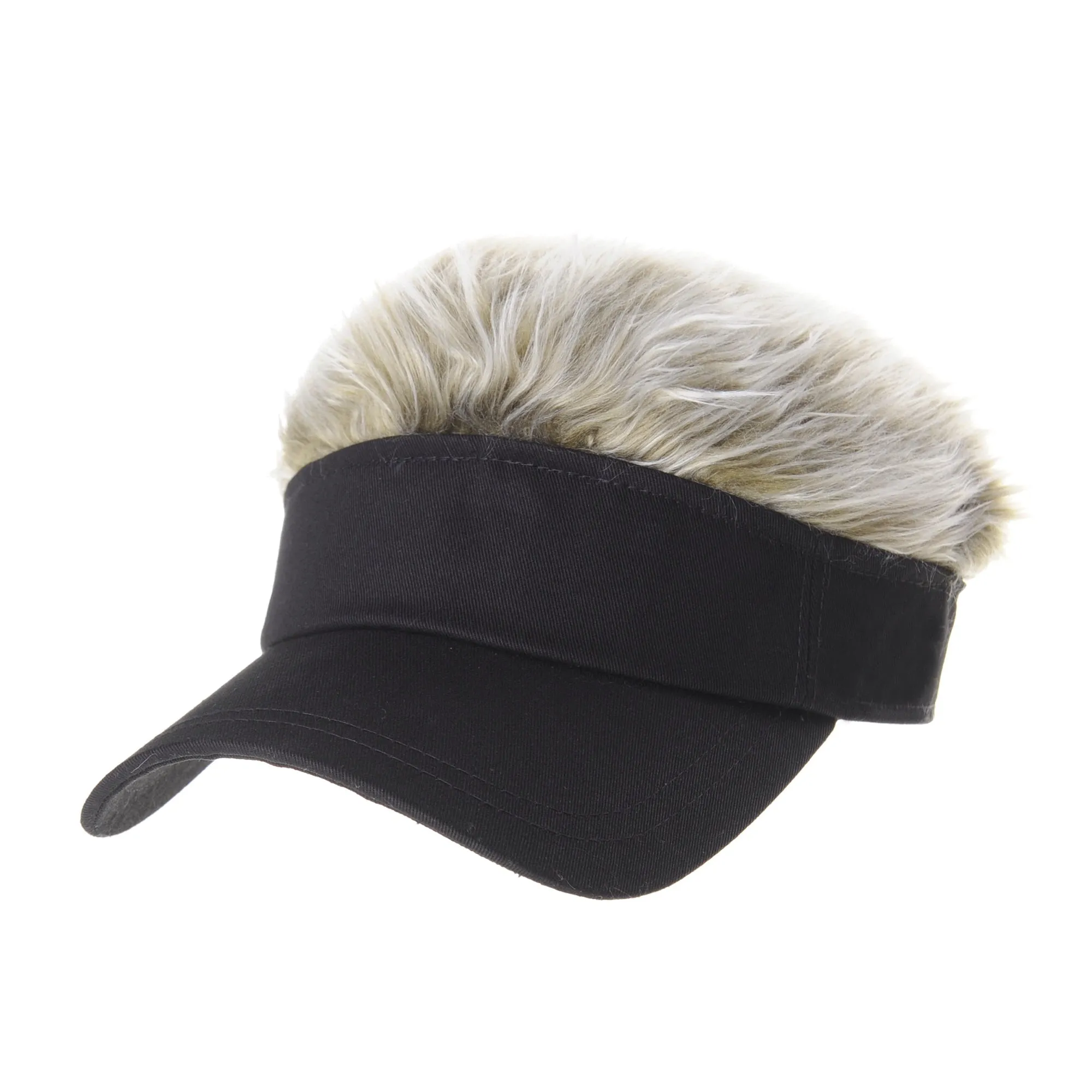 Flare Hair Sun Visor Cap with Fake Hair Wig Novelty KR1588