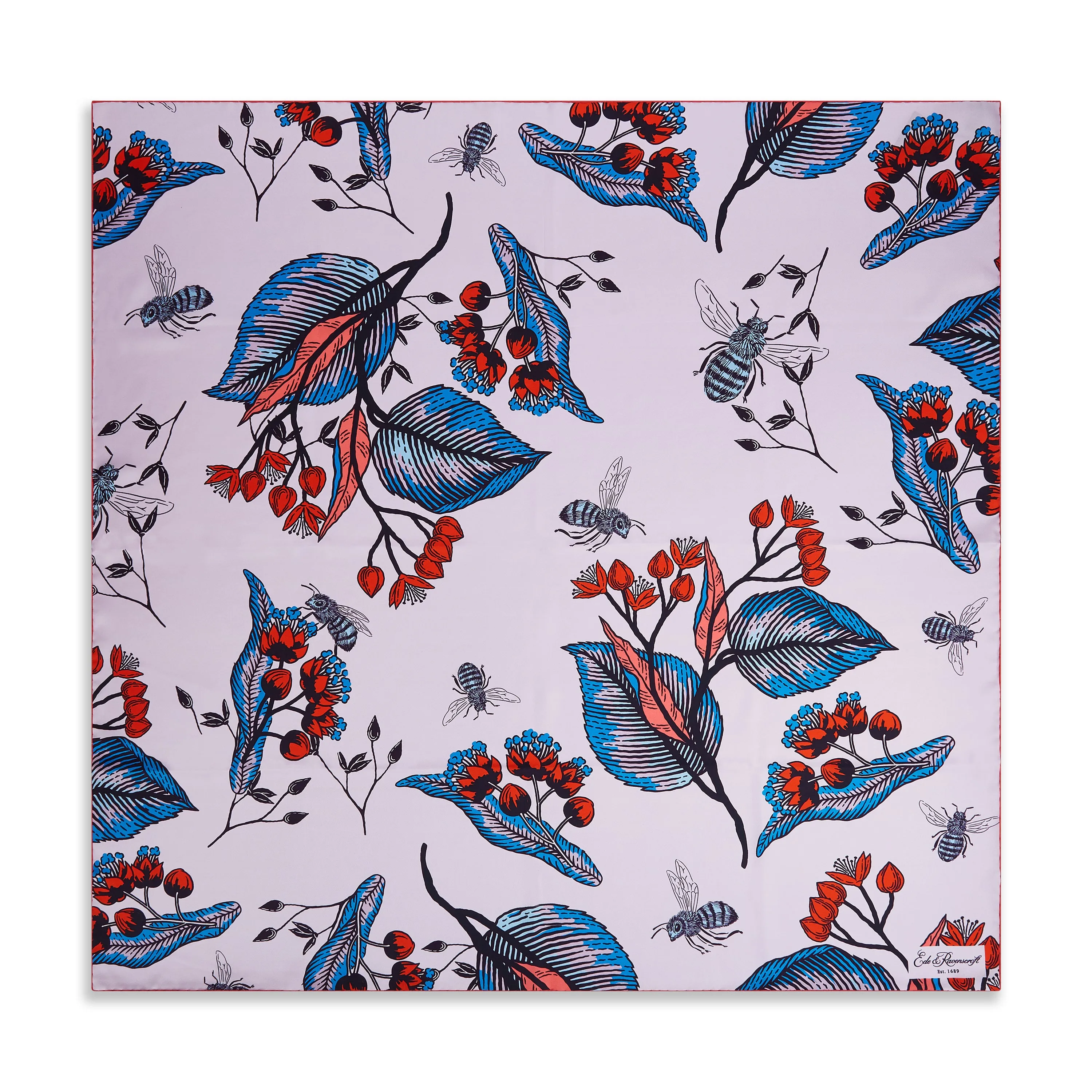 Foliage Bee Silk Square Scarf