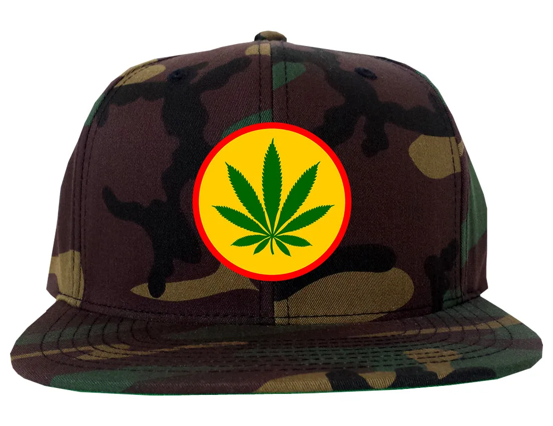 Ganja Green Weed Leaf Chest Mens Snapback Hat