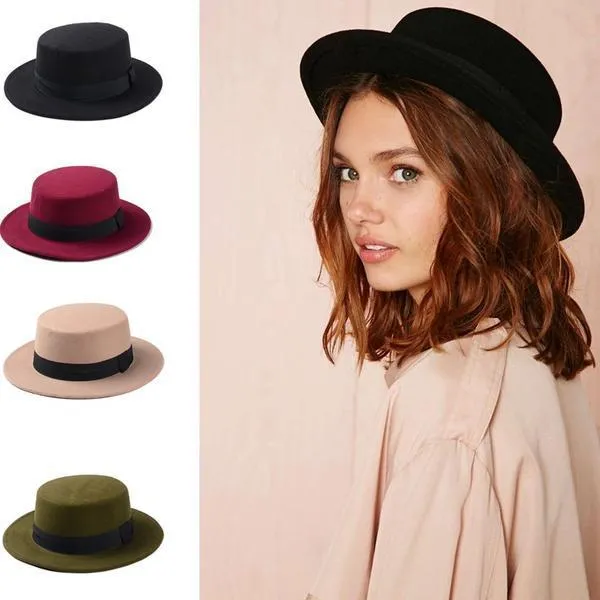 Grunge Flat Boater Style Hat