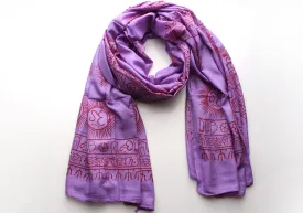 Hindu Om Printed Purple Cotton Meditation and Yoga Shawl