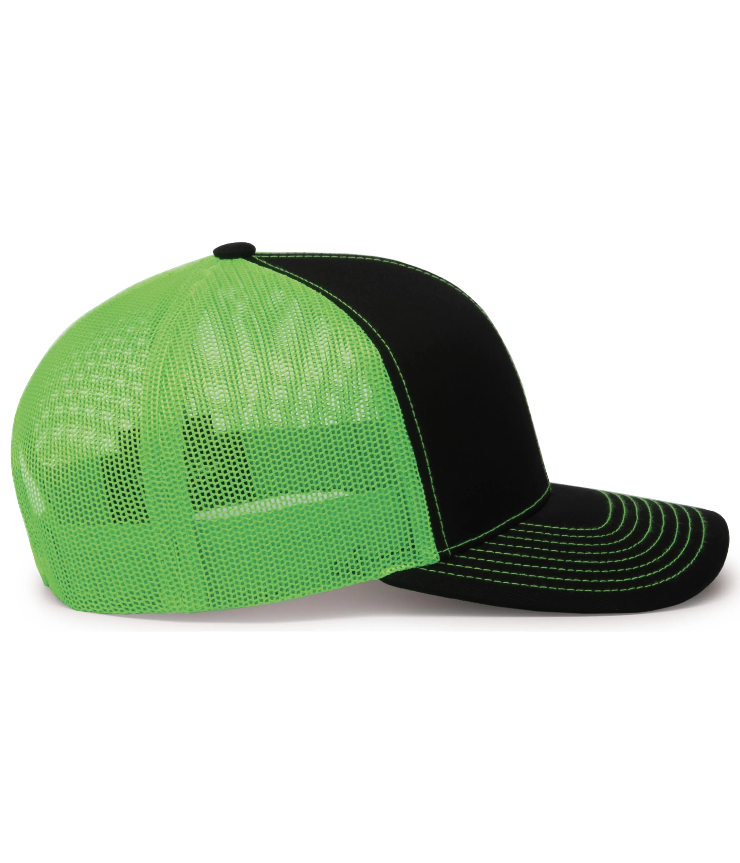 Pacific Headwear Trucker Snapback Cap - Black/Neon Green/Black