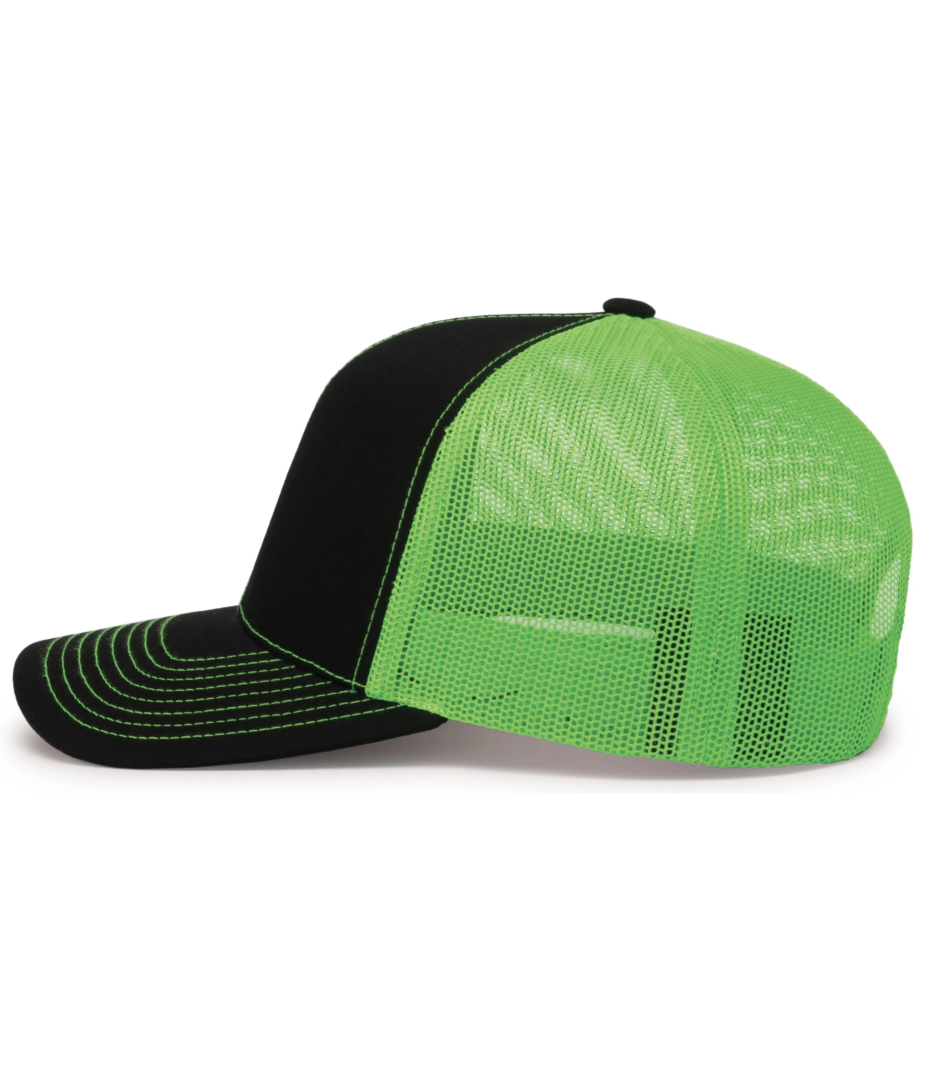 Pacific Headwear Trucker Snapback Cap - Black/Neon Green/Black