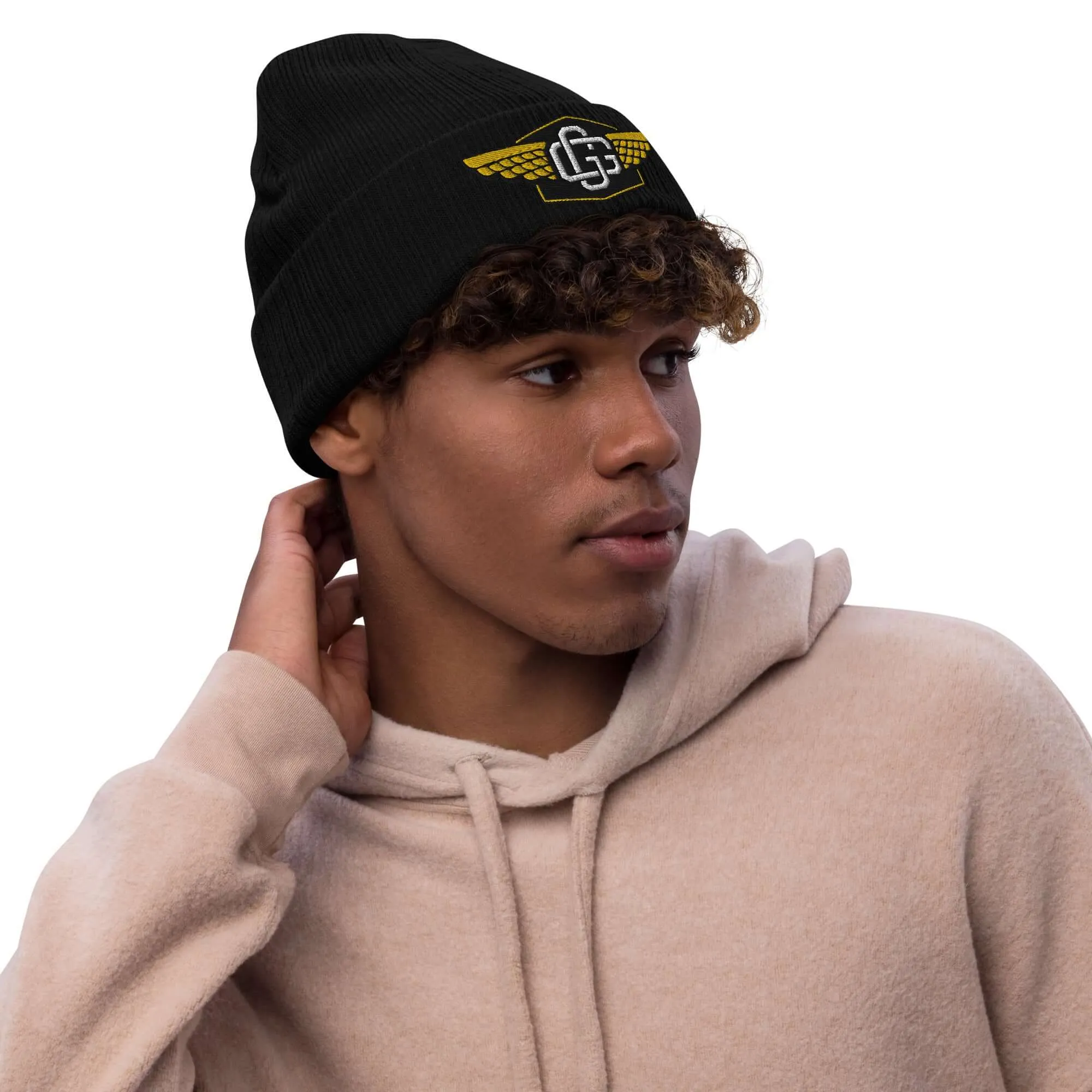 "Gold Wingz" Ribbed knit beanie (Color options available)