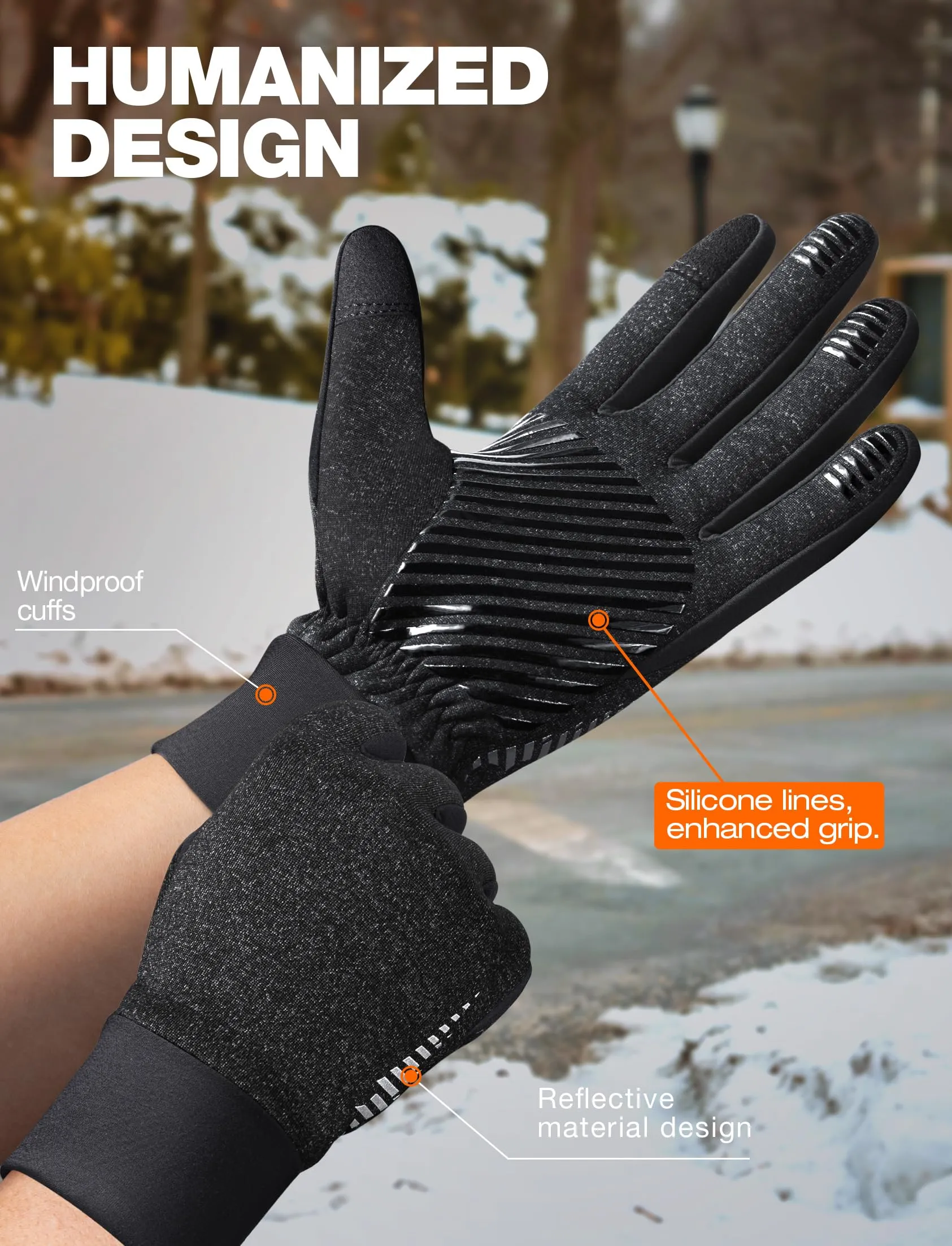 rivmount Winter Gloves Women Men - Warm Gloves Cold Weather, Windproof, Touchscreen, Snow Skiing Thermal Liners - Cycling Running Gear, Driving, Walking, Hiking, Commuting, Texting