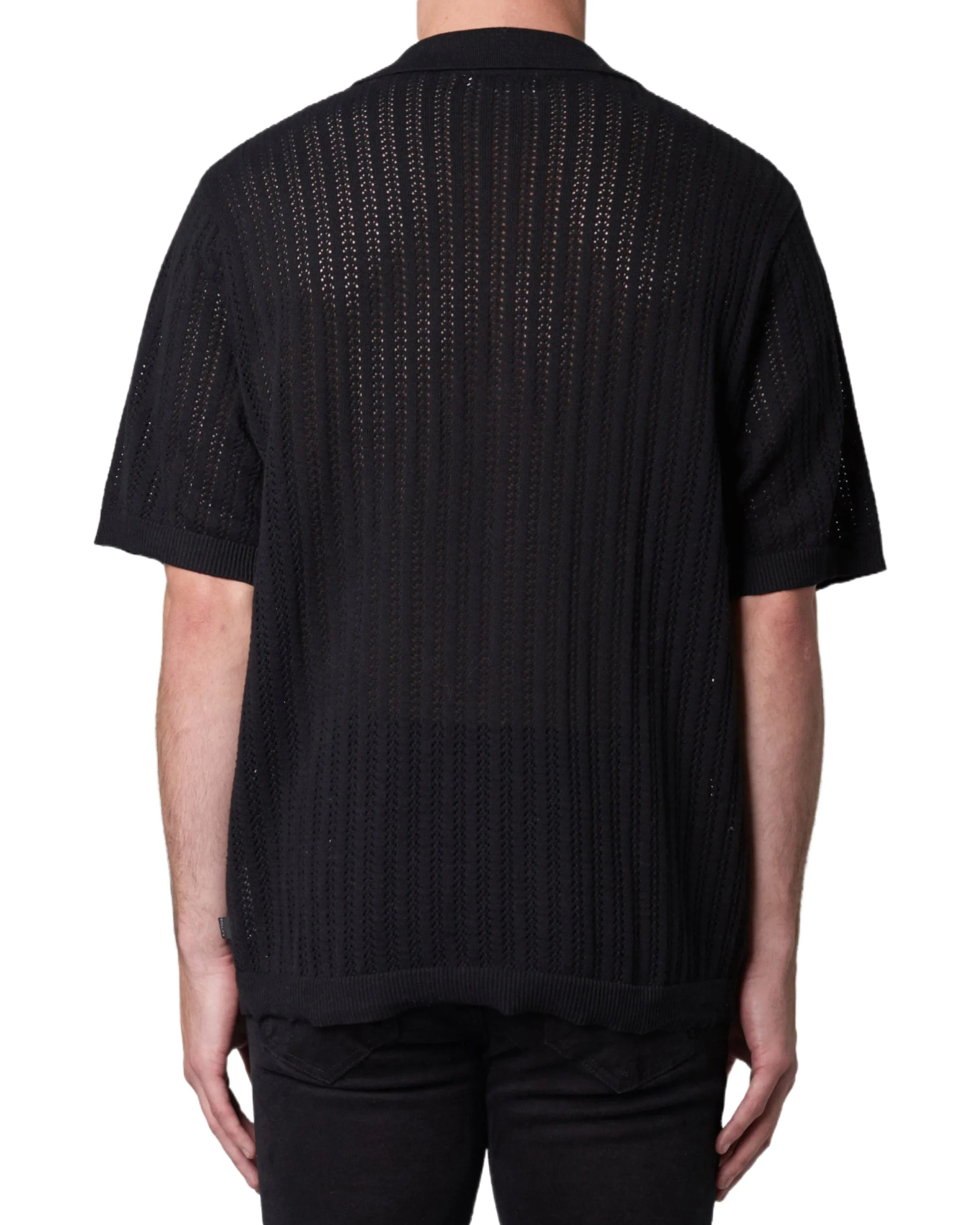 ROLLAS Mens Bowler Knit Short Sleeve Shirt - Black