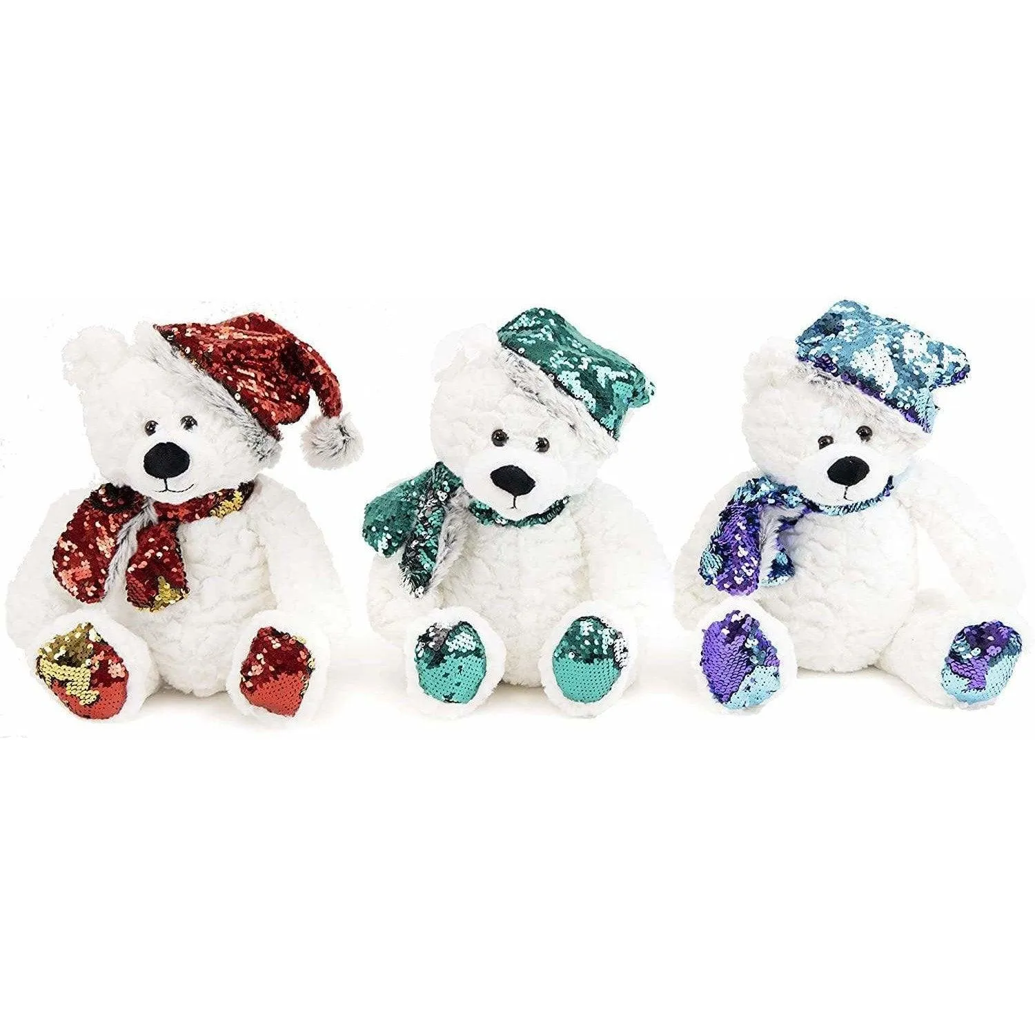 Set of Three Flip Sequins Holiday Bears