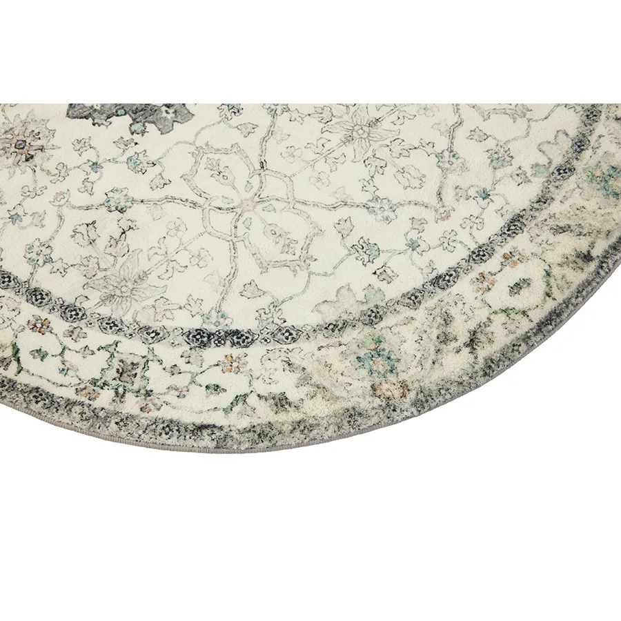 Susa Ivory Multicolour Traditional Distressed Round Rug