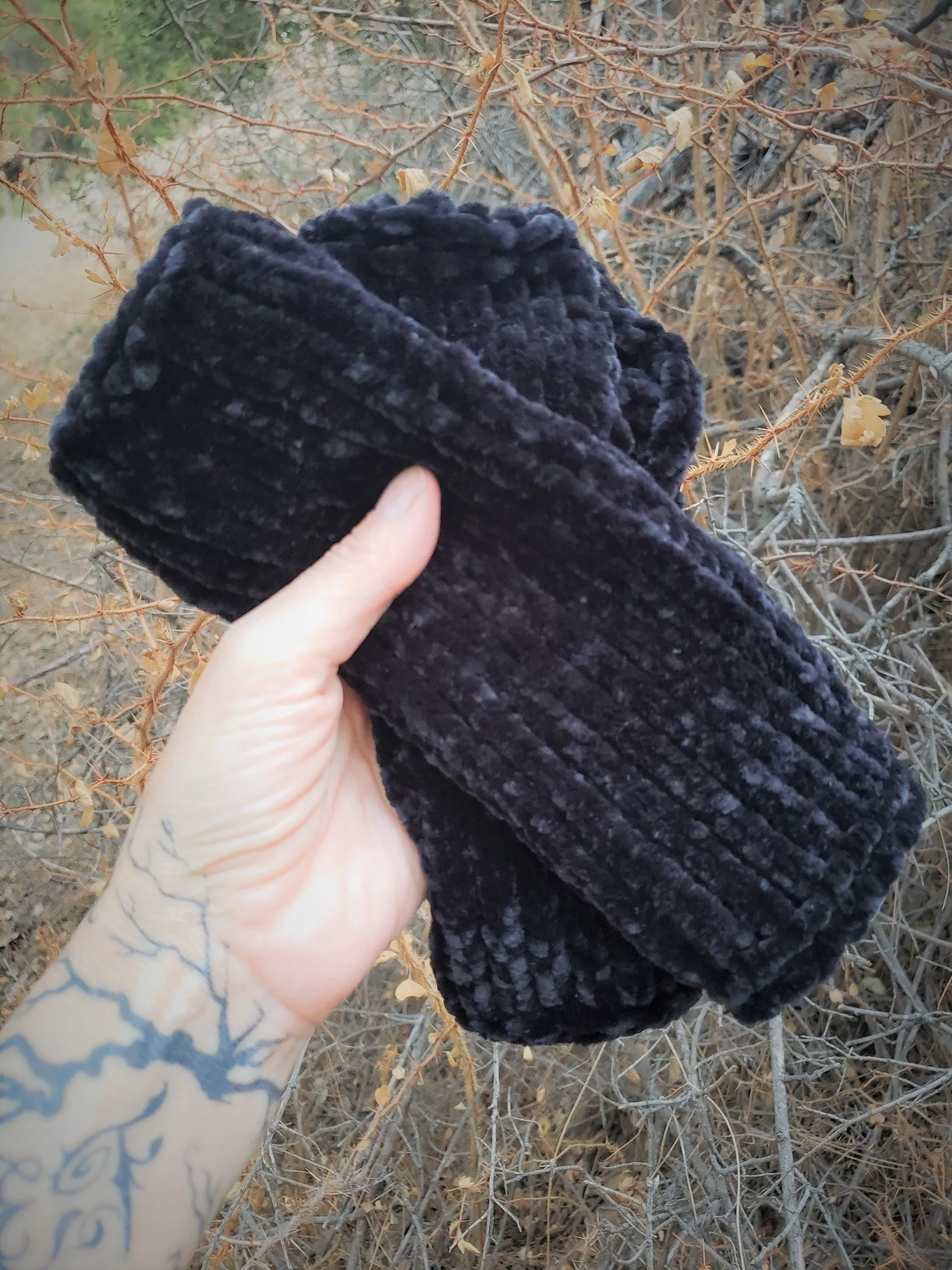 The "Black Velvet" Handknit Fingerless Gloves