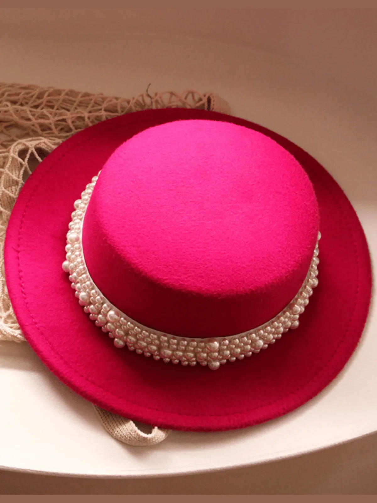 Velvet Darling Pearl Embellished Hat