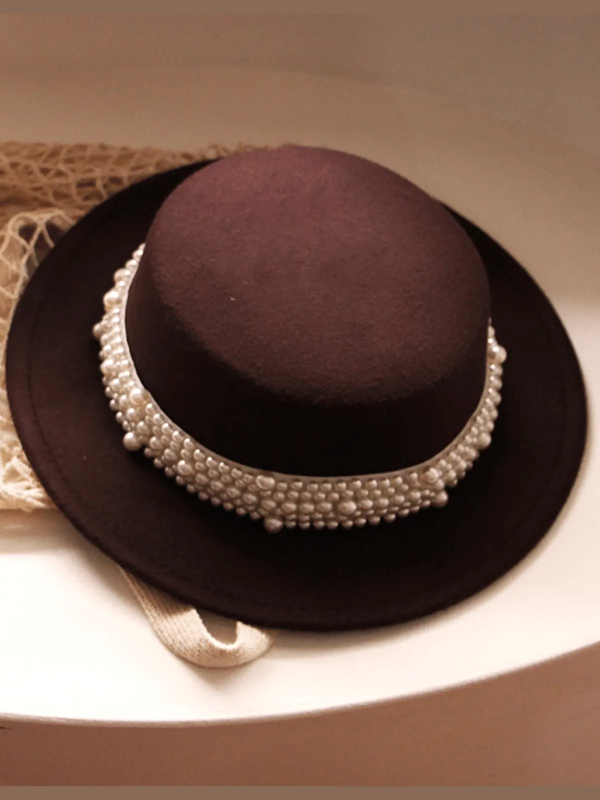 Velvet Darling Pearl Embellished Hat