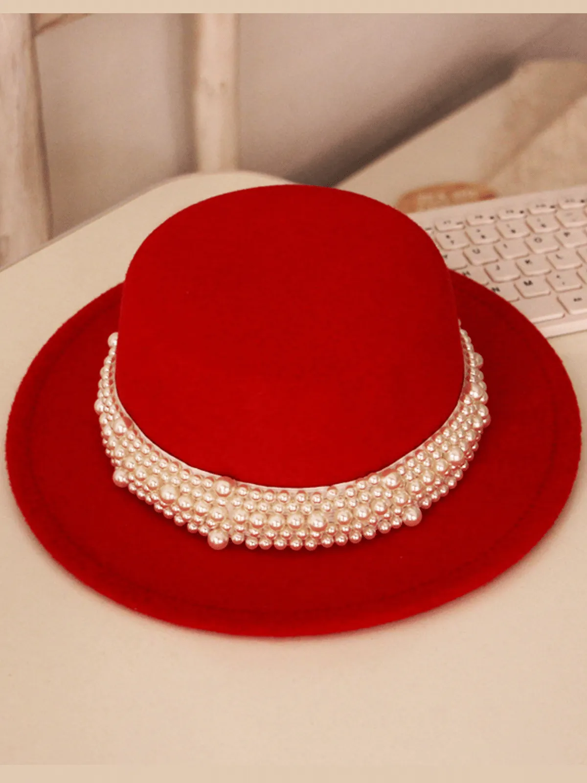 Velvet Darling Pearl Embellished Hat