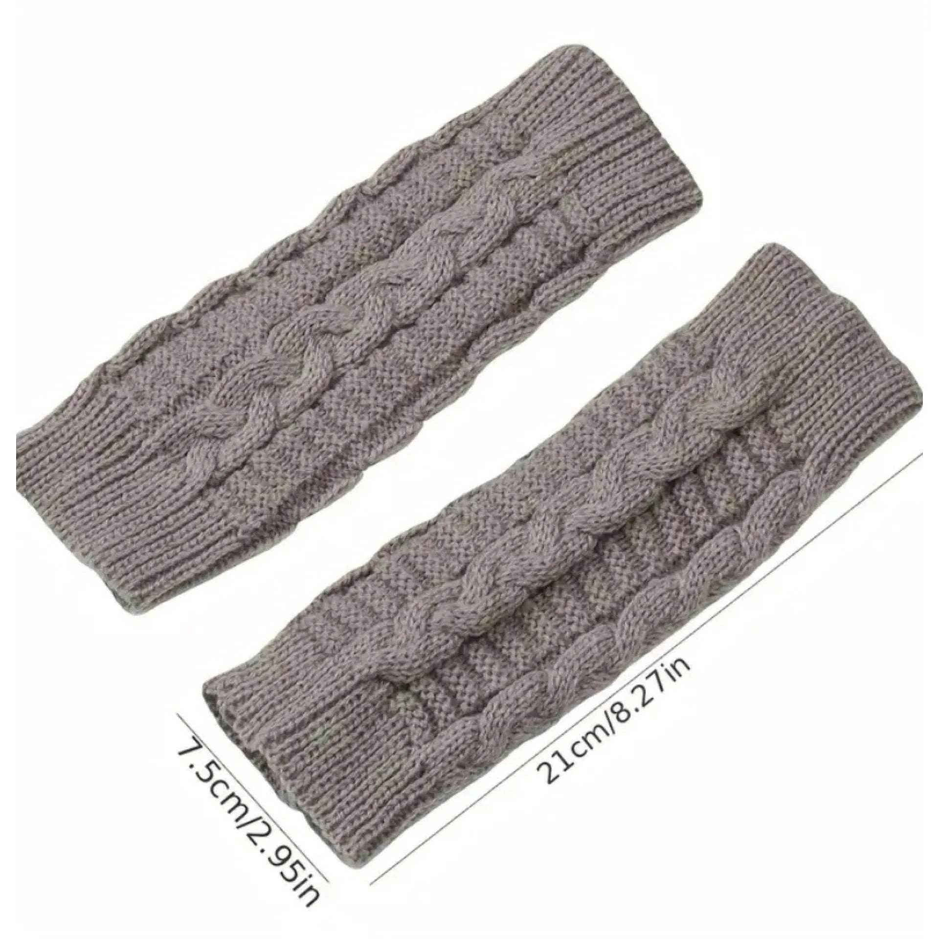 White Cable Knit Fingerless Gloves