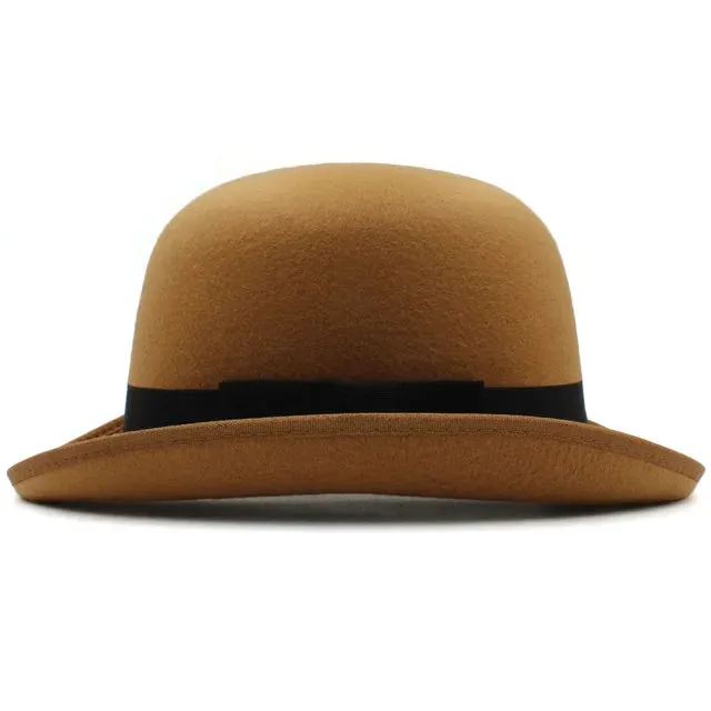 Wool Blend Oval Top Bowler Hats