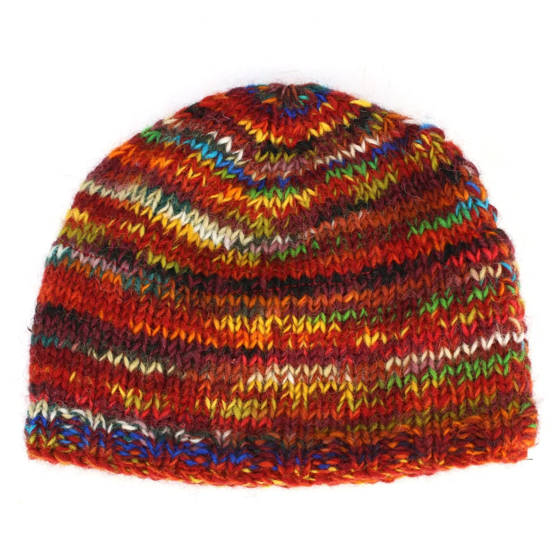 Wool Knit Beanie Hat - SD Red Mix